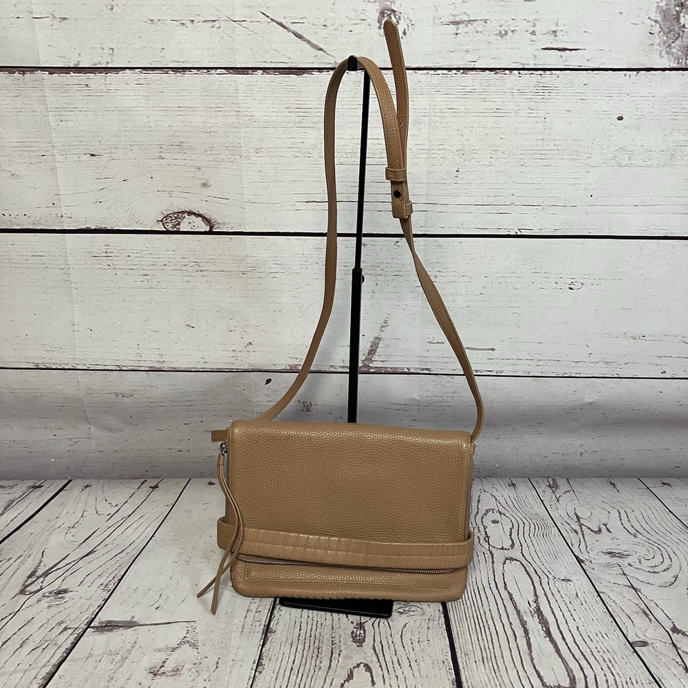 Allsaints Club Medium Leather Fold over‎ Clutch Crossbody Bag Purse